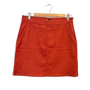 Prana Kara Skirt Organic Cotton Stretch Patch Pockets Gorpcore Rust Orange Sz. 4